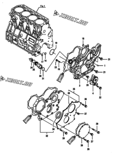  Двигатель Yanmar 4TNV98-ESDBK, узел -  Корпус редуктора 