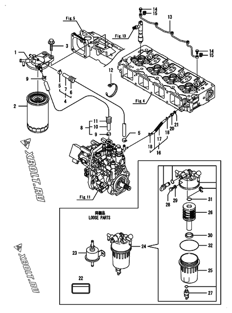  Топливопровод двигателя Yanmar 4TNV98-ESDBK