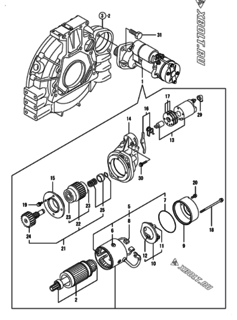  Двигатель Yanmar 4TNV94L-SLY, узел -  Стартер 