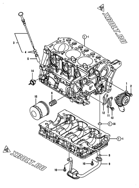  Система смазки двигателя Yanmar 3TNM72-ASAT