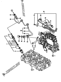  Двигатель Yanmar 3TNM72-ASAT, узел -  Форсунка 