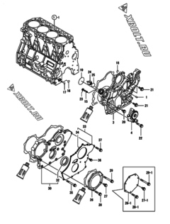  Двигатель Yanmar 4TNV98-ZSSU, узел -  Корпус редуктора 