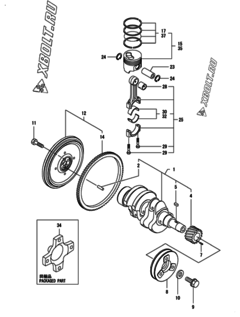  Двигатель Yanmar 2TNV66-DMIN, узел -  Коленвал и поршень 