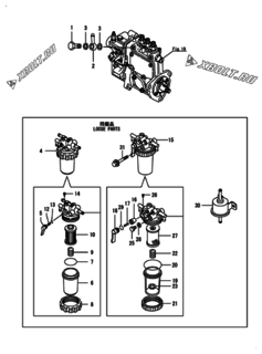  Двигатель Yanmar 3TNV76-DVA, узел -  Топливопровод 