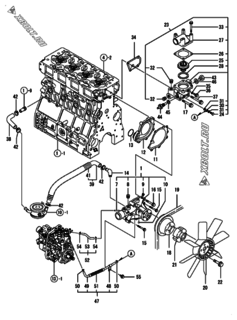  Двигатель Yanmar 4TNV106T-SHL, узел -  Система водяного охлаждения 