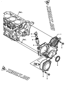  Двигатель Yanmar 3TNM68-SIME, узел -  Корпус редуктора 