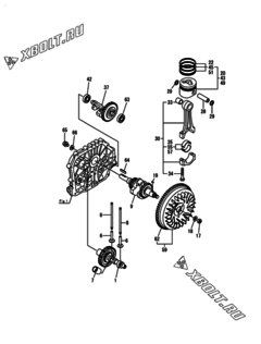  Двигатель Yanmar L100AE-DEVSDYC, узел -  Коленвал, поршень и распредвал 
