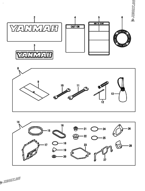  Инструменты, шильды и комплект прокладок двигателя Yanmar L100AE-DEVSDYC