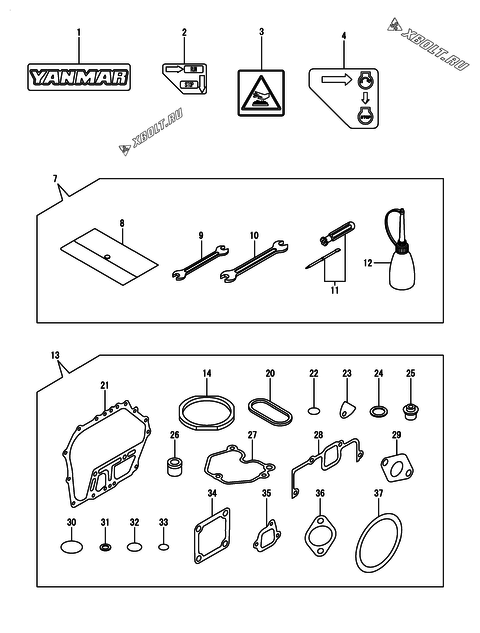  Инструменты, шильды и комплект прокладок двигателя Yanmar L70N5EJ0C1EAPR