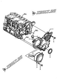  Двигатель Yanmar 3TNM72-AFS, узел -  Корпус редуктора 
