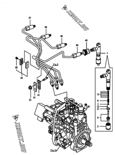  Двигатель Yanmar 4TNV98-ZSPR, узел -  Форсунка 