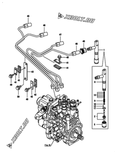 Двигатель Yanmar 4TNV106-GGEHC, узел -  Форсунка 