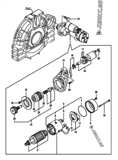  Двигатель Yanmar 4TNV94L-SSU, узел -  Стартер 
