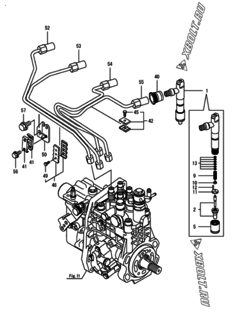  Двигатель Yanmar 4TNV94L-SFN2, узел -  Форсунка 