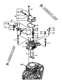  Двигатель Yanmar L100N2CA1C1JA, узел -  Головка блока цилиндров (ГБЦ) 