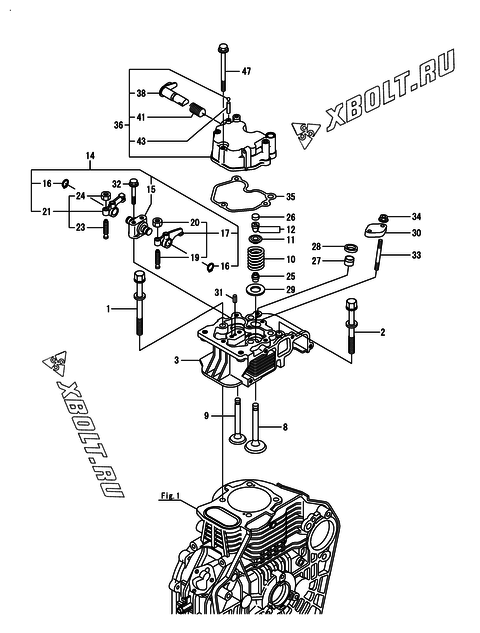  Головка блока цилиндров (ГБЦ) двигателя Yanmar L100N6AF1F2AA