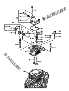  Двигатель Yanmar L100N2CJ1C1JA, узел -  Головка блока цилиндров (ГБЦ) 