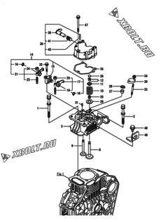  Двигатель Yanmar L100N5EK2C9HABR, узел -  Головка блока цилиндров (ГБЦ) 
