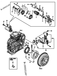  Двигатель Yanmar L100N5EK2C9HABR, узел -  Стартер и генератор 