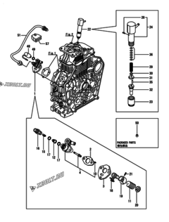  Двигатель Yanmar L100N5EJ1C1HAS1, узел -  Топливный насос высокого давления (ТНВД) и форсунка 