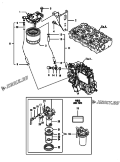  Двигатель Yanmar 3TNM68-GHFCG, узел -  Топливопровод 