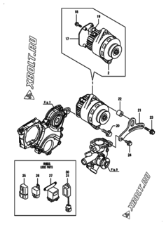  Двигатель Yanmar 3TNM68-ALH, узел -  Генератор 