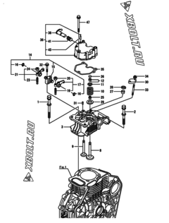  Двигатель Yanmar L100N5-GETMAYI, узел -  Головка блока цилиндров (ГБЦ) 