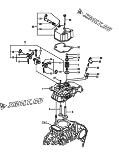  Двигатель Yanmar L48N6KF3T3EREN, узел -  Головка блока цилиндров (ГБЦ) 