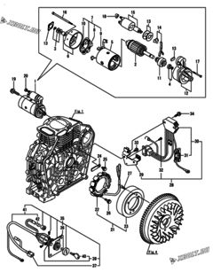  Двигатель Yanmar L70N5EA1C1HAIN, узел -  Стартер и генератор 