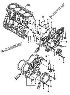  Двигатель Yanmar 4TNV98T-GPGEC, узел -  Корпус редуктора 