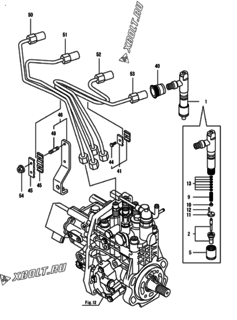  Двигатель Yanmar 4TNV98-ZNCR2L, узел -  Форсунка 