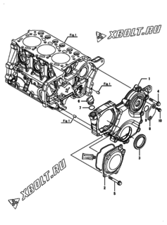  Двигатель Yanmar 3TNM72-HWG, узел -  Корпус редуктора 
