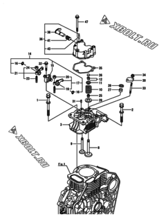  Двигатель Yanmar L100N6CF1T1AA, узел -  Головка блока цилиндров (ГБЦ) 