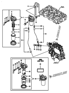  Двигатель Yanmar 3TNM72-GWG, узел -  Топливопровод 