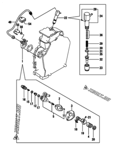  Двигатель Yanmar L100N6FA1T1CARE, узел -  Топливный насос высокого давления (ТНВД) и форсунка 