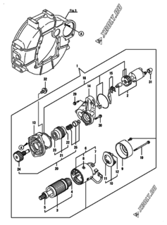  Двигатель Yanmar 4TNV88-BKNKR3, узел -  Стартер 