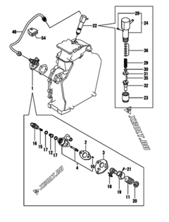  Двигатель Yanmar L100N2FF1Z1AAFV, узел -  Топливный насос высокого давления (ТНВД) и форсунка 