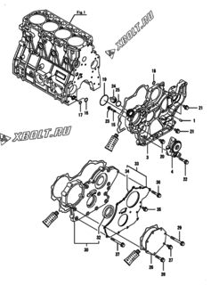  Двигатель Yanmar 4TNV98-ZNGT, узел -  Корпус редуктора 