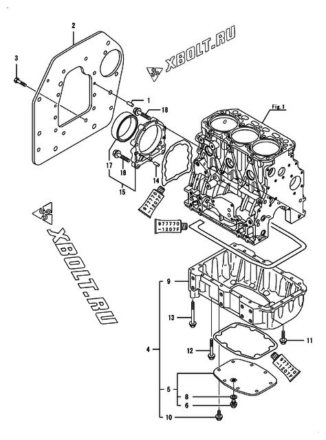  Крепежный фланец и масляный картер двигателя Yanmar 3TNV88-BKVA