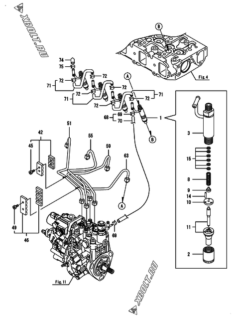  Форсунка двигателя Yanmar 4TNV88-BNIS