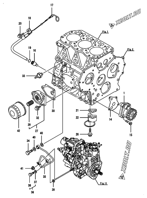  Система смазки двигателя Yanmar 3TNV82A-BNIS