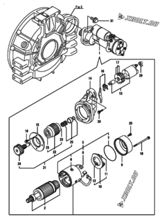  Двигатель Yanmar 4TNV94L-ZXSDB, узел -  Стартер 