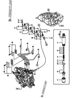  Двигатель Yanmar 4TNV88-BDAW, узел -  Форсунка 
