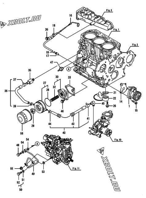  Система смазки двигателя Yanmar 3TNV88-BDTE