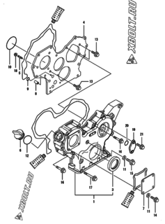  Двигатель Yanmar 3TNV88-BGMF, узел -  Корпус редуктора 