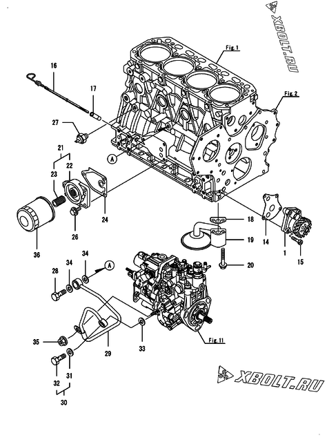  Система смазки двигателя Yanmar 4TNV88-BGMF