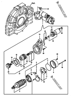  Двигатель Yanmar 4TNV98-ZPJLW, узел -  Стартер 