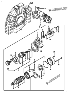  Двигатель Yanmar 4TNV98-ZSJLW, узел -  Стартер 
