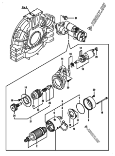  Двигатель Yanmar 4TNV94L-PLK, узел -  Стартер 