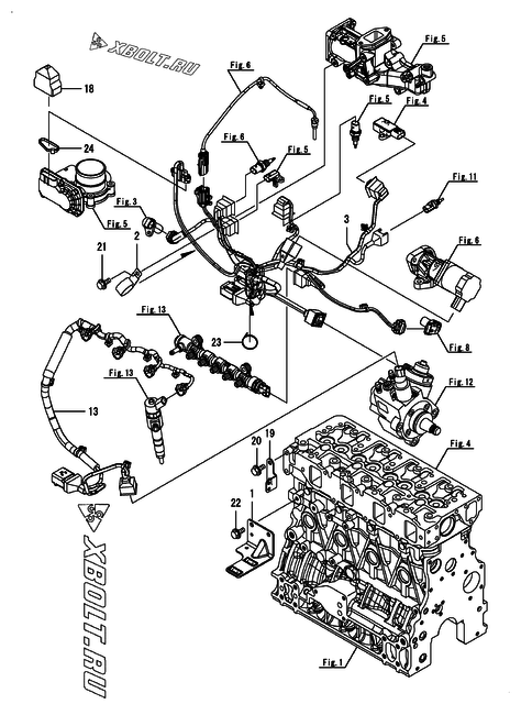 Электродетали двигателя Yanmar 4TNV88C-KMS  Электродетали двигателя Yanmar 4TNV88C-KMS